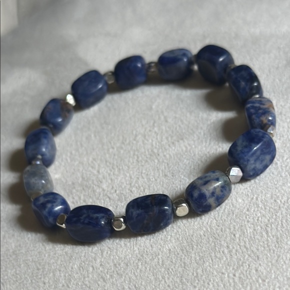 Sodalite Intuition Blue Gemstone Beaded Bracelet - Picture 8 of 13